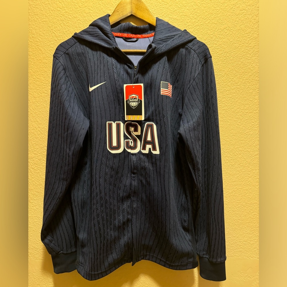 New Nike USA Basketball Full Zip Hoodie Blue Size M